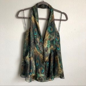 Haute Hippie Silk Peacock Halter Size XS